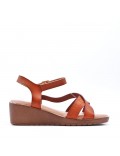 Faux leather wedge sandal