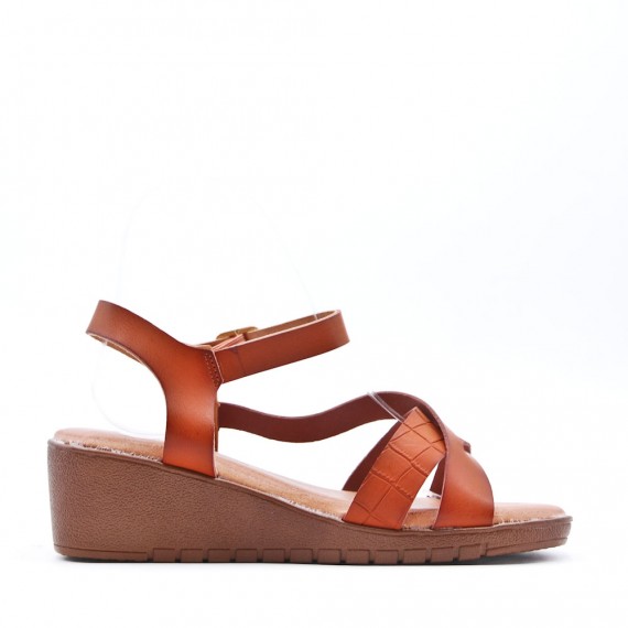 Faux leather wedge sandal