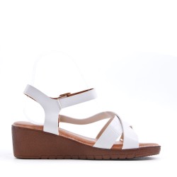 Faux leather wedge sandal