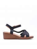 Faux leather wedge sandal