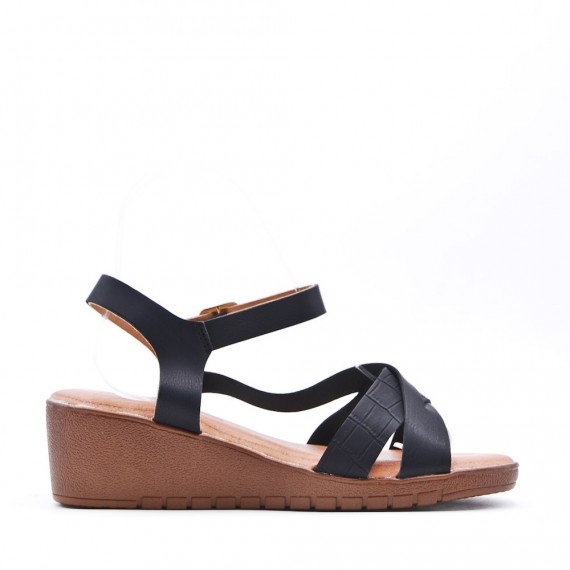 Faux leather wedge sandal