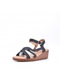 Faux leather wedge sandal