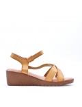 Faux leather wedge sandal