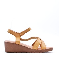 Faux leather wedge sandal