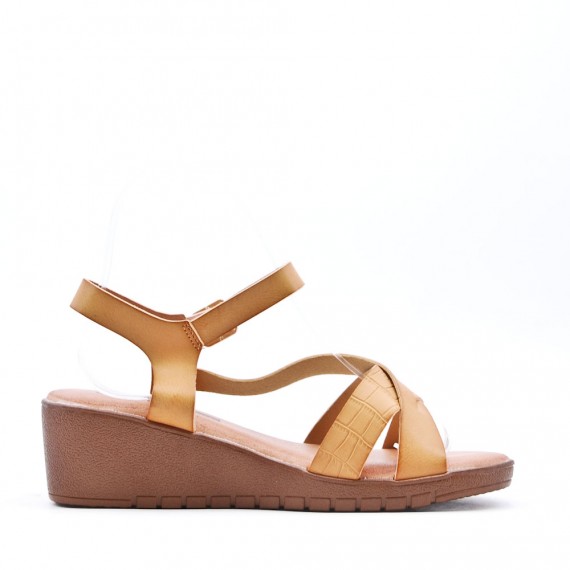 Faux leather wedge sandal