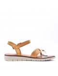 Faux leather wedge sandal