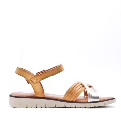 Faux leather wedge sandal