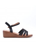 Faux leather wedge sandal