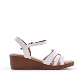 Faux leather wedge sandal