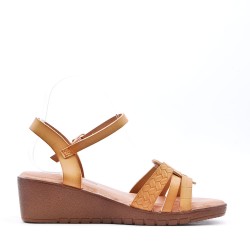 Faux leather wedge sandal