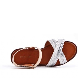 Flat sandals in a material mix for women