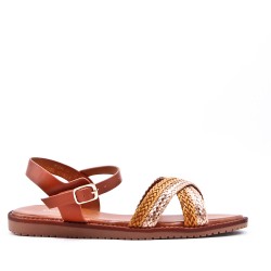 Flat sandals in a material mix for women