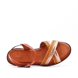 Flat sandals in a material mix for women
