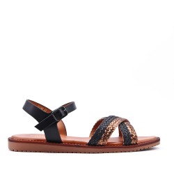 Flat sandals in a material mix for women