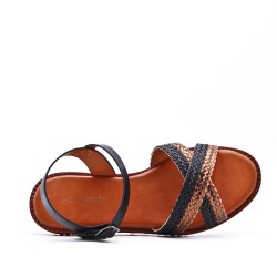 Flat sandals in a material mix for women