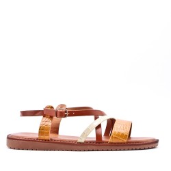 Flat sandals in a material mix for women