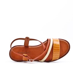 Flat sandals in a material mix for women