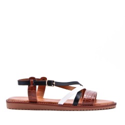 Flat sandals in a material mix for women