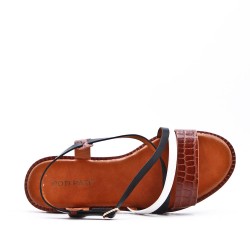 Flat sandals in a material mix for women