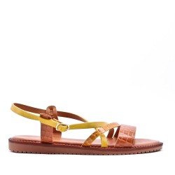 Flat sandals in a material mix for women