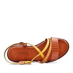 Flat sandals in a material mix for women