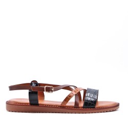 Flat sandals in a material mix for women