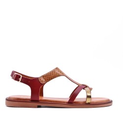 Flat sandals in a material mix for women