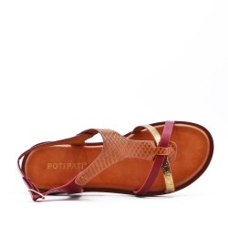 Flat sandals in a material mix for women
