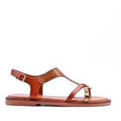 Flat sandals in a material mix for women