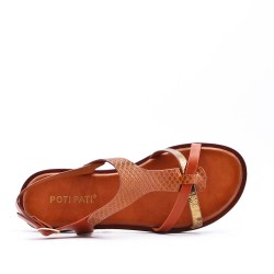 Flat sandals in a material mix for women