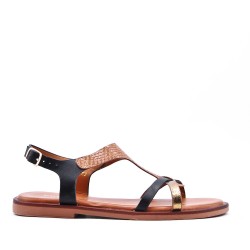 Flat sandals in a material mix for women