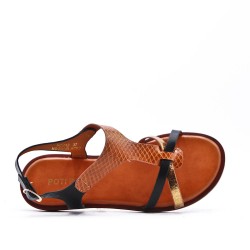 Flat sandals in a material mix for women