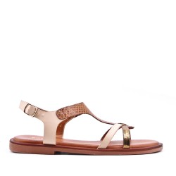 Flat sandals in a material mix for women