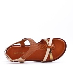 Flat sandals in a material mix for women
