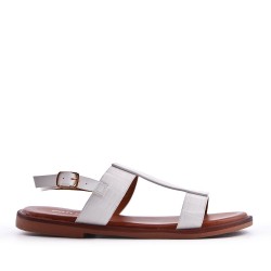 Flat sandals in a material mix for women