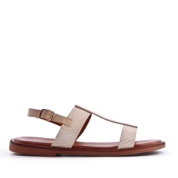 Flat sandals in a material mix for women