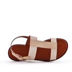 Flat sandals in a material mix for women