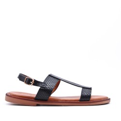 Flat sandals in a material mix for women