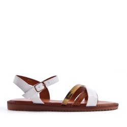 Flat sandals in a material mix for women