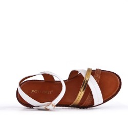 Flat sandals in a material mix for women