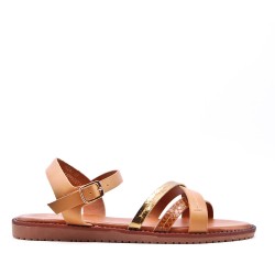 Flat sandals in a material mix for women