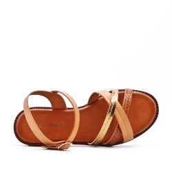 Flat sandals in a material mix for women