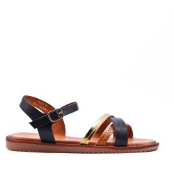 Flat sandals in a material mix for women