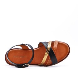 Flat sandals in a material mix for women