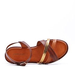 Flat sandals in a material mix for women