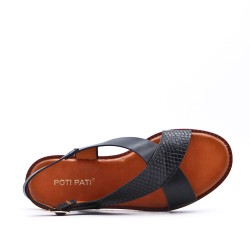 Flat sandals in a material mix for women