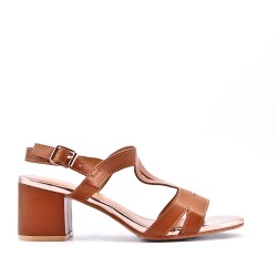 Faux leather heeled sandal