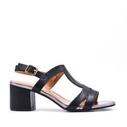 Faux leather heeled sandal