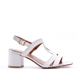 Large Size 38-43 - Heeled faux leather sandal