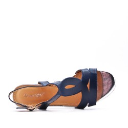 Grande Taille 38-42 - Sandale à talon en simili cuir